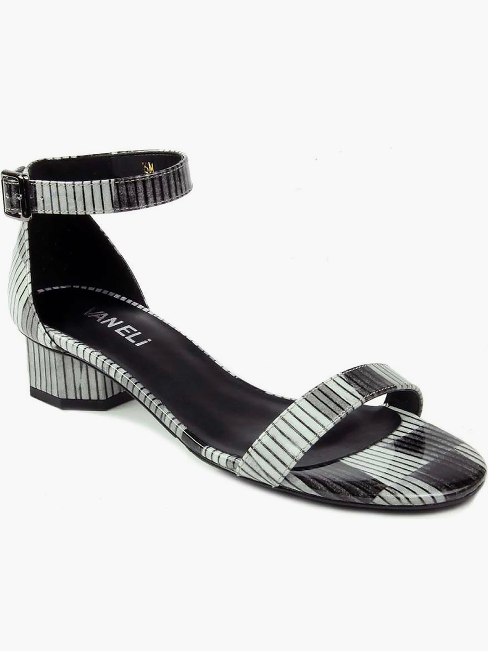 VANEli | Sandals | Hillie Stripe | NWOB | Patent | Plaid | Black-Gray-White | 8